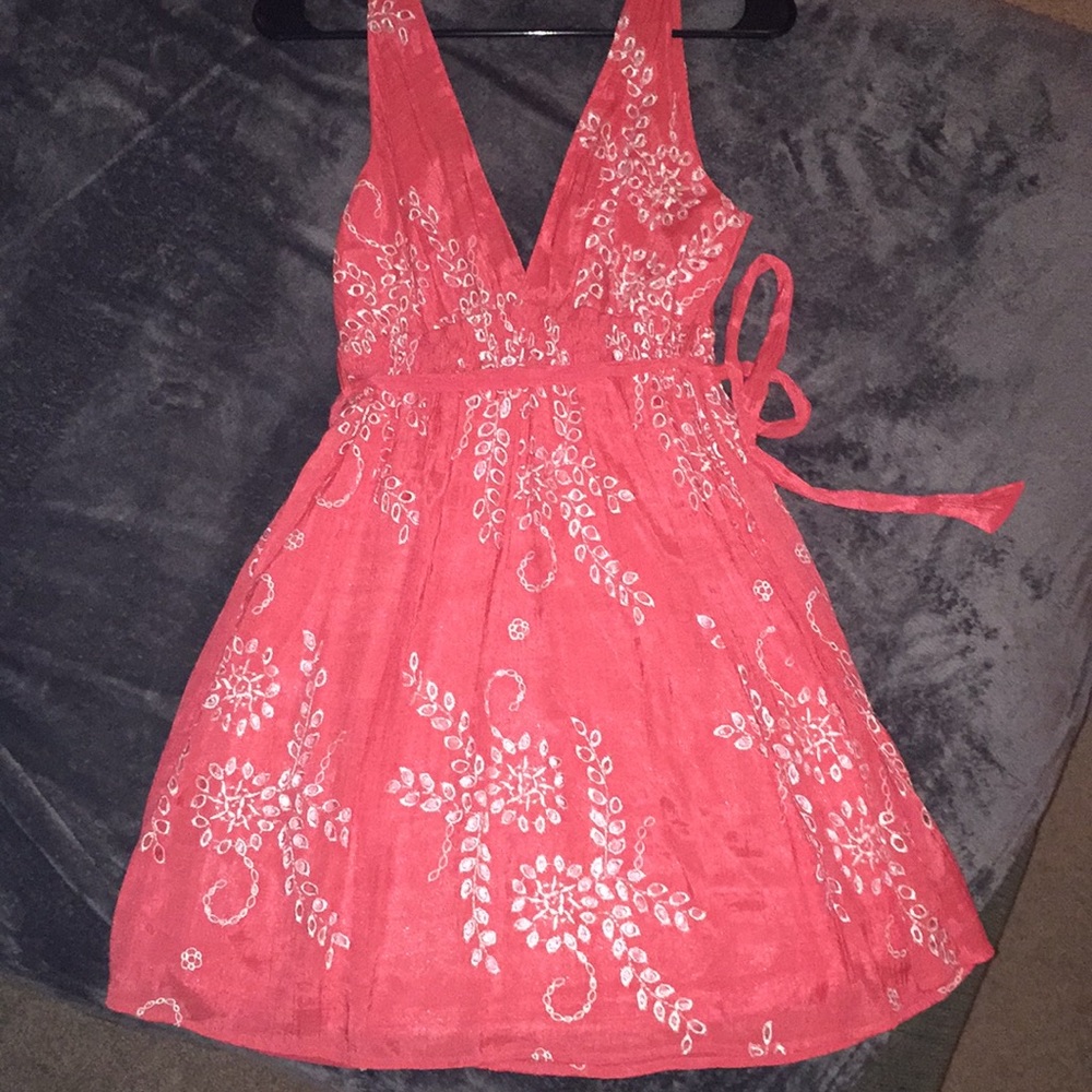 Pink Mini Dress w/ White Stitch Detail